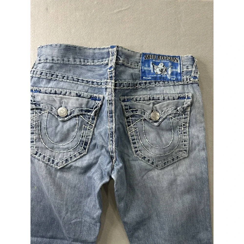 True Religion Ricky Super T White Stitch Jeans Medium Wash Men's 32X30 Rare